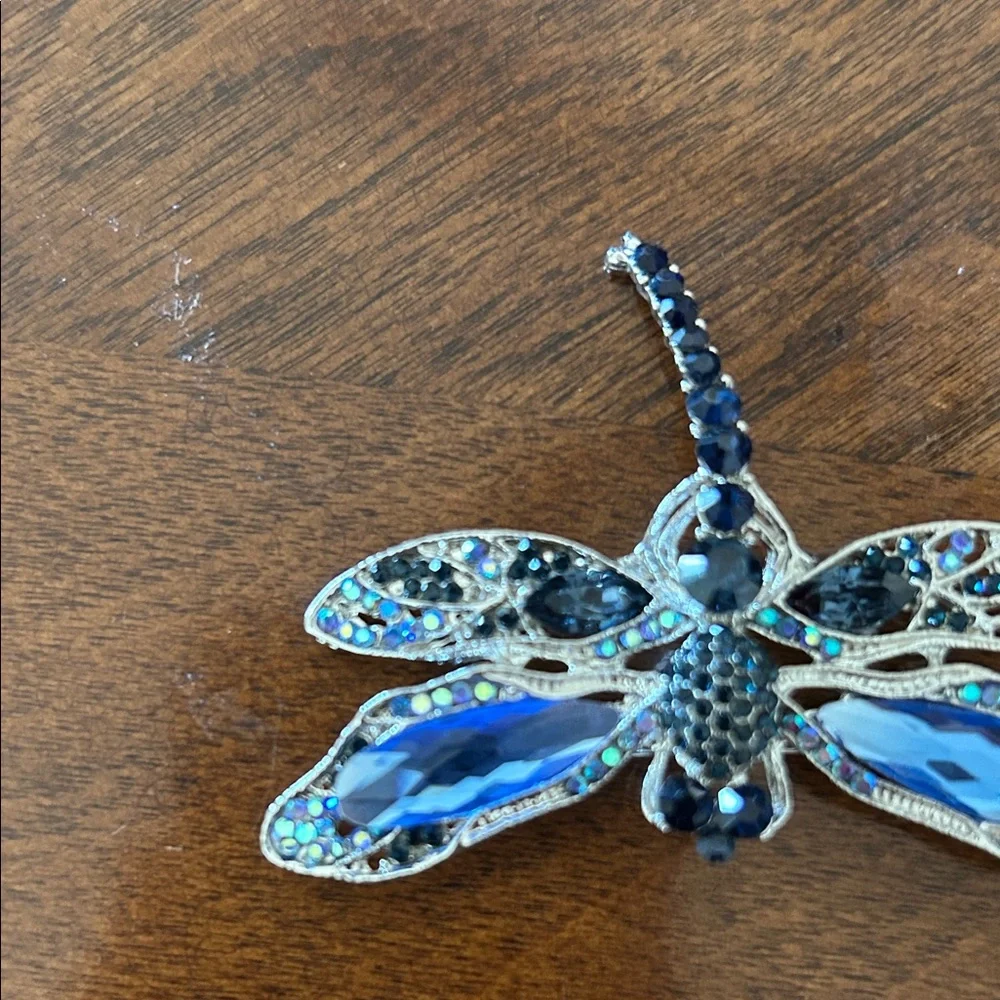 Vintage blue and green dragonfly brooch - Picture 3 of 6